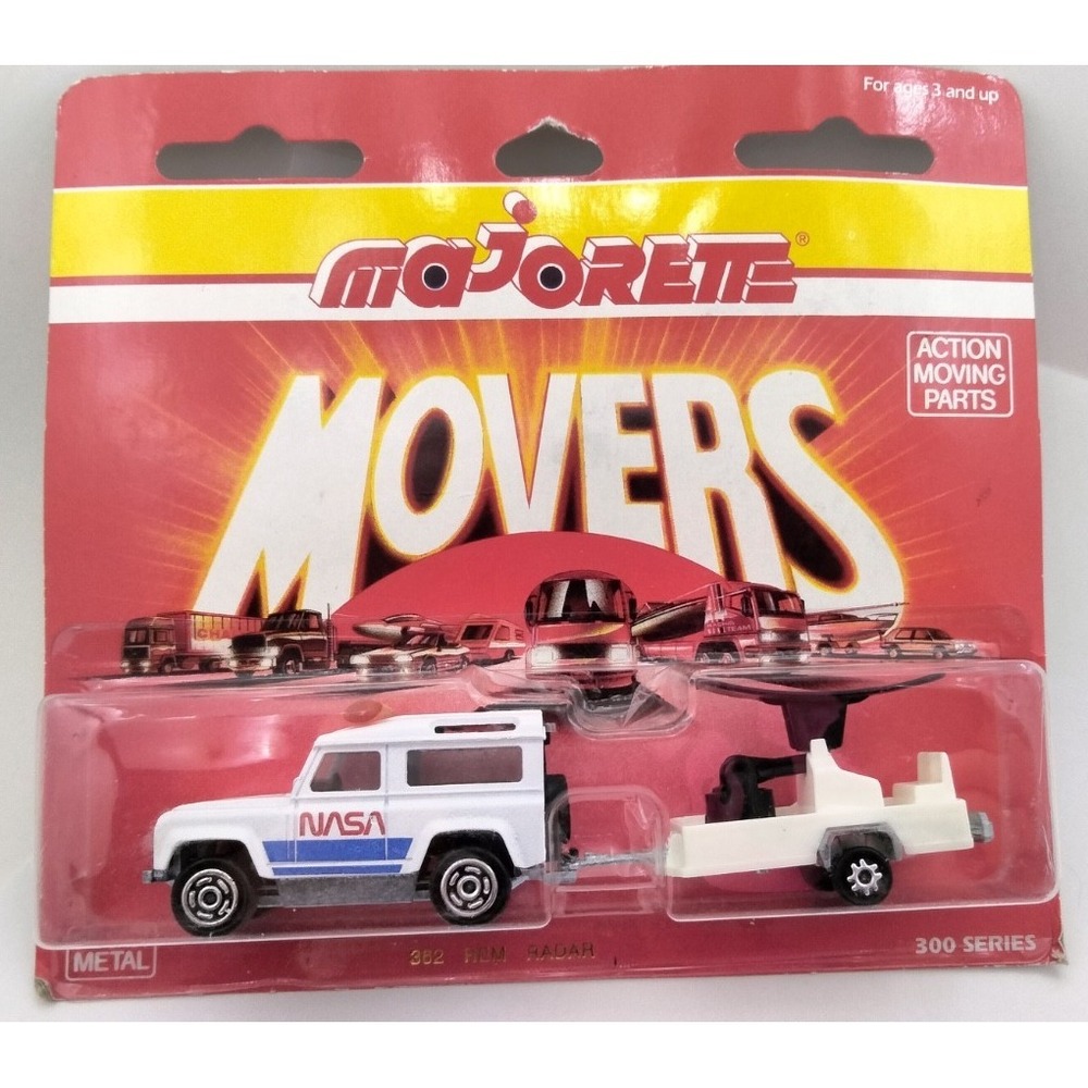 Majorette 362 NASA Land‎ Rover w/ Radar Trailer  Vintage 1990
